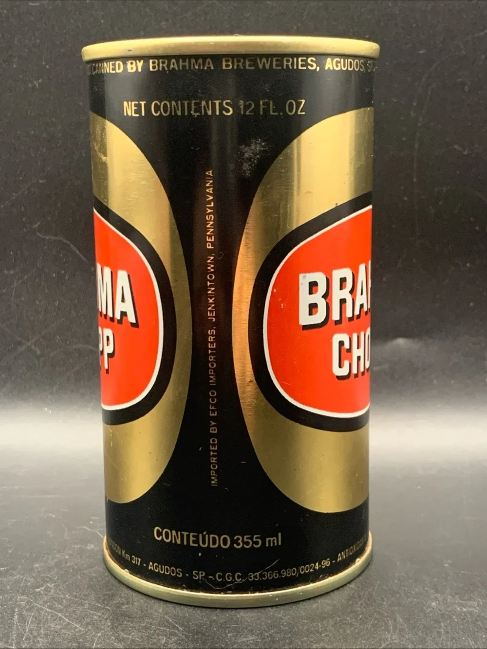 Vintage Beer Can Brahma Chopp Pull Tab Empty Steel Can Brazil